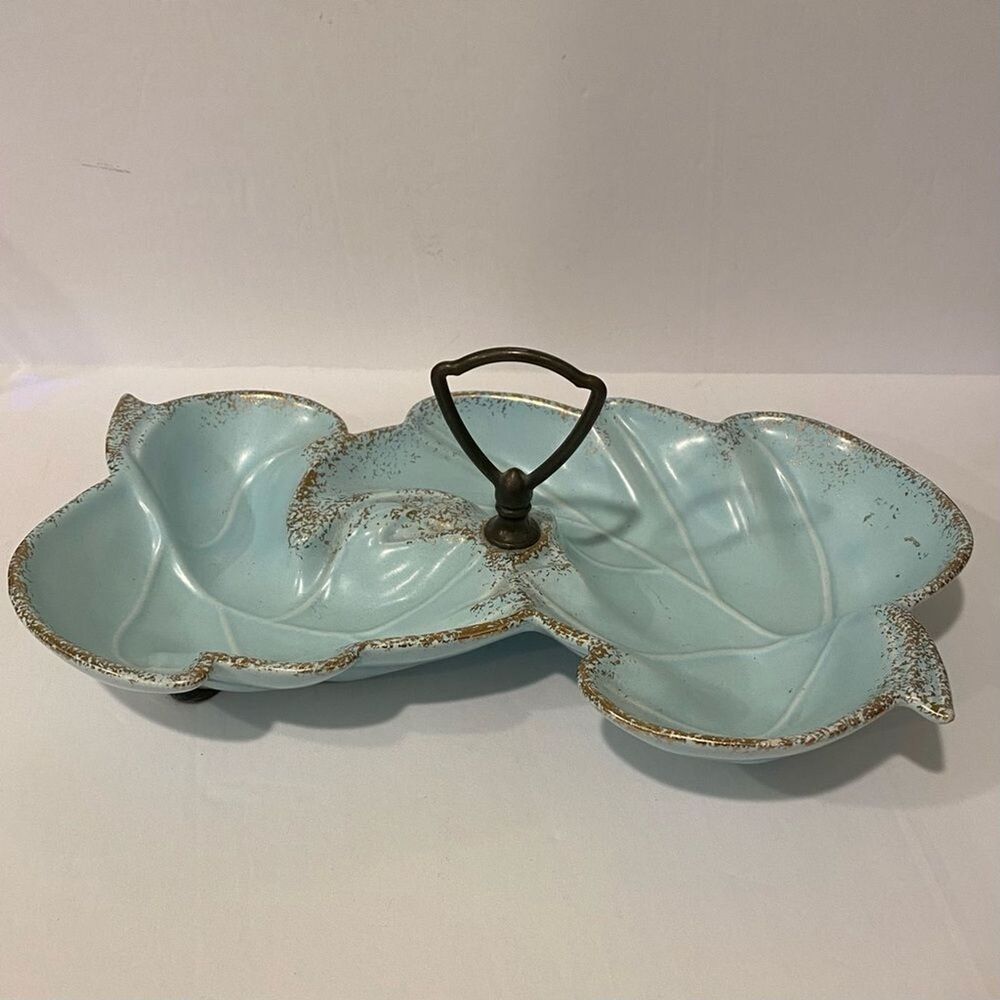 Vintage California Pottery Powder Blue Maple Leaf Nut & Candy Dish – MCM Ceramic